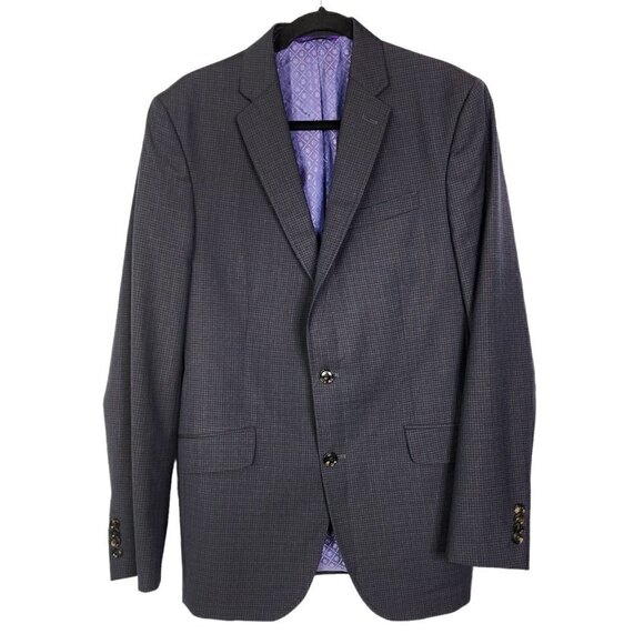 Ted Baker London Endurance Jones CT Mens 40L Gray Blue Blazer Jacket Sport Coat - Picture 1 of 10